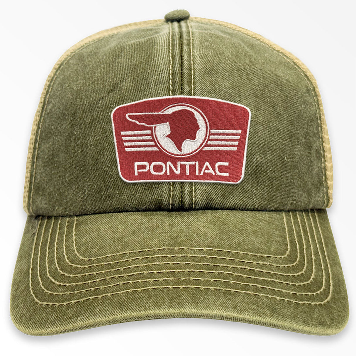 Pontiac Retro Logo Patch Vintage Trucker Cap