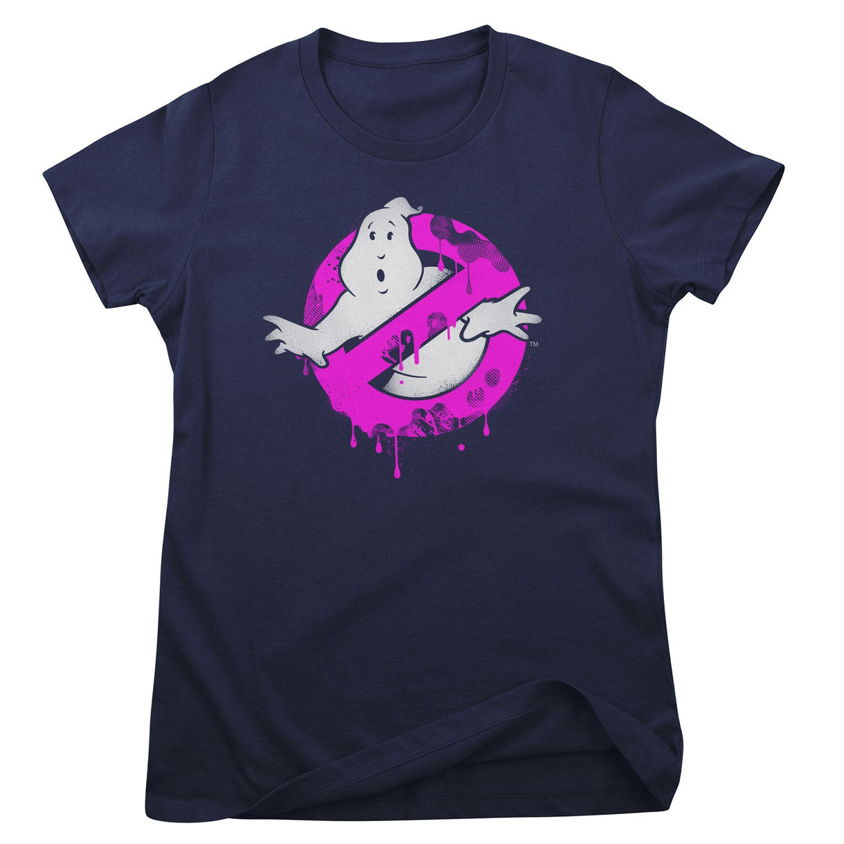 Ghostbusters Pink Drip Logo Girly Tee