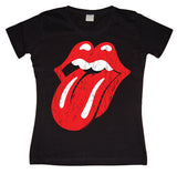 Rolling Stones Distressed Tongue Girly T- shirt