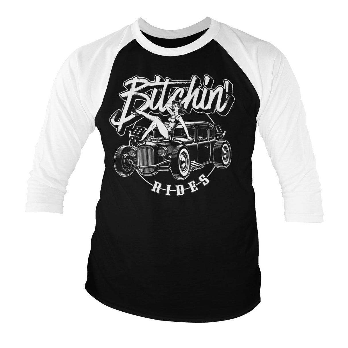 Bitchin' Rides - Hot Rod Hot Girls Baseball 3/4 Sleeve Tee