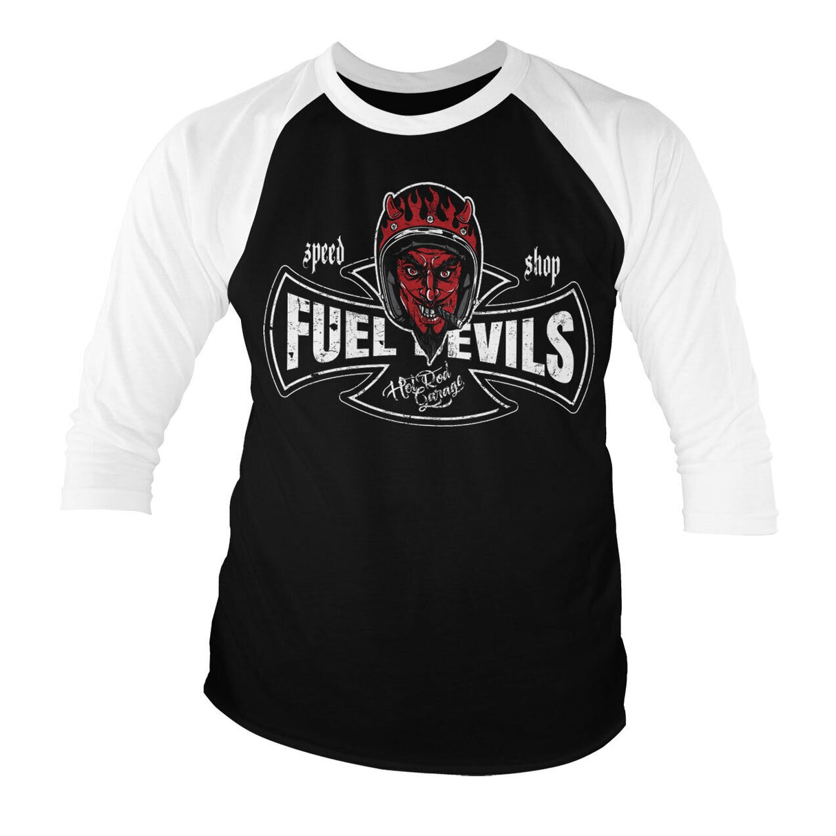 Smiling Devil Speed Shop Baseball 3/4 Sleeve Tee