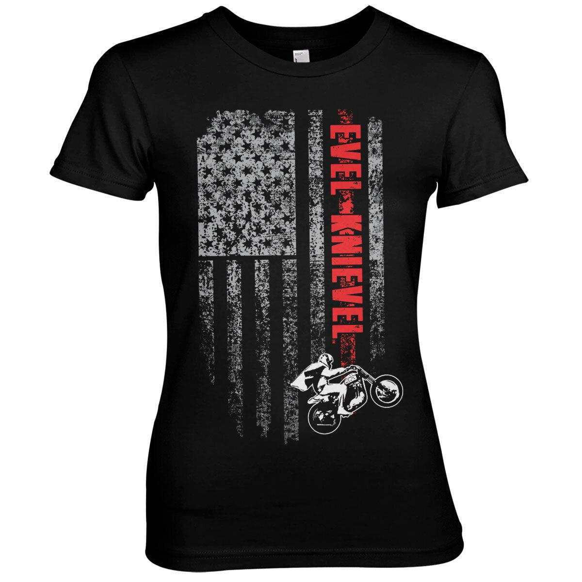 Evel Knievel Flag Girly Tee