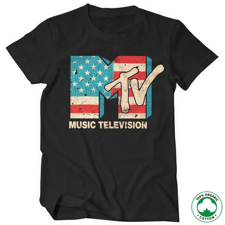 MTV Distressed USA-Flag Organic T-Shirt