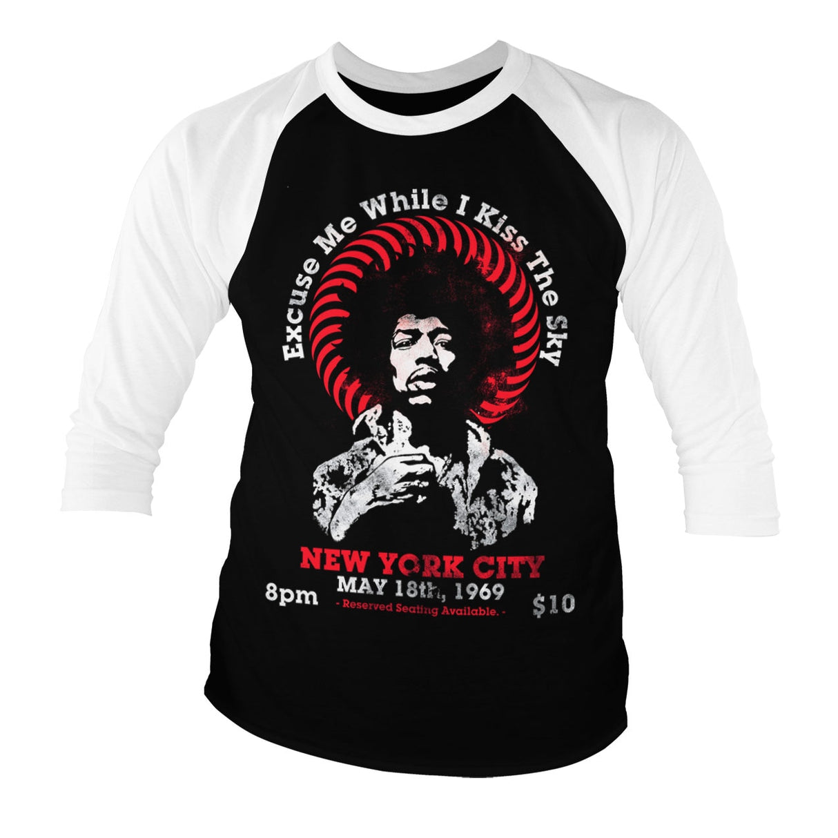 Jimi Hendrix - Live In New York Baseball 3/4 Sleeve Tee