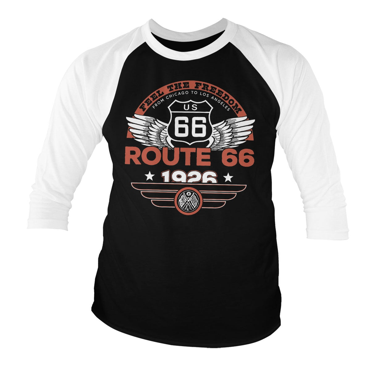 Route 66 - Feel The Freedom Baseball 3/4 Sleeve Tee