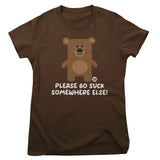 Please Go Suck Somewhere Else - Don't Care Bear Girly Tee