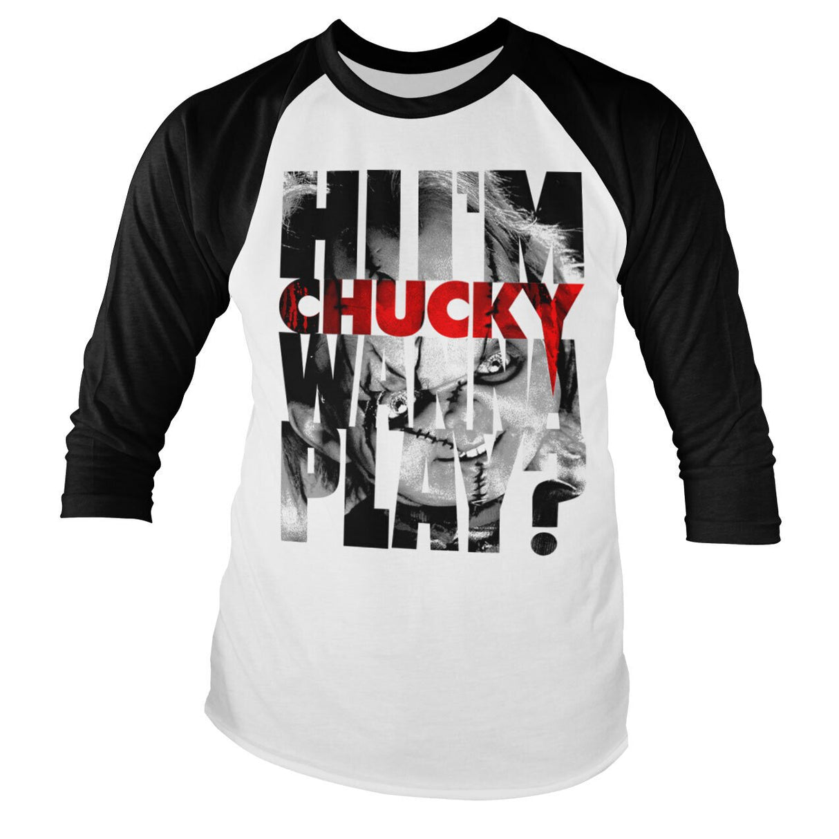 Chucky - Wanna Play Cutout Baseball Long Sleeve Tee