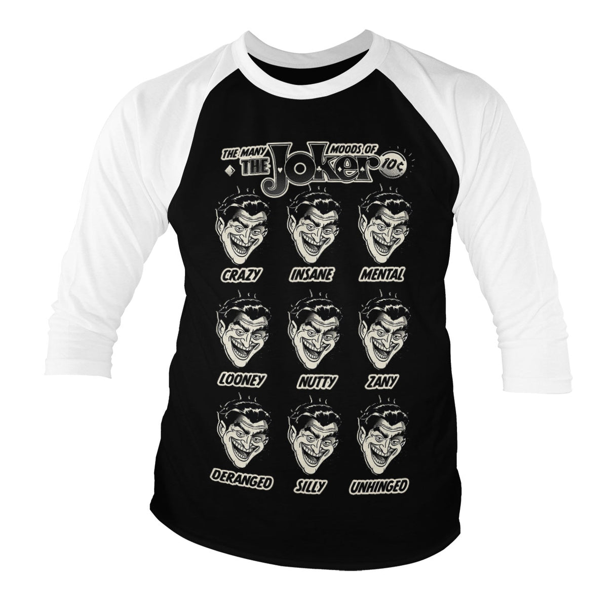 The Many Moods Of The Joker Baseball Long Sleeve Tee